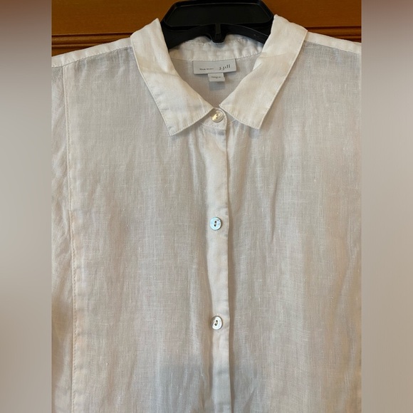 Love Linen J. Jill White Sleeveless Tank Top Beach Summer Shirt Tunic L Button - Picture 4 of 7